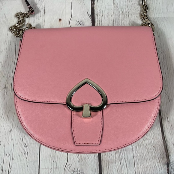 Kate Spade Robyn Medium Chain Saddle Bag Crossbody Carnation Pink** - Picture 1 of 9